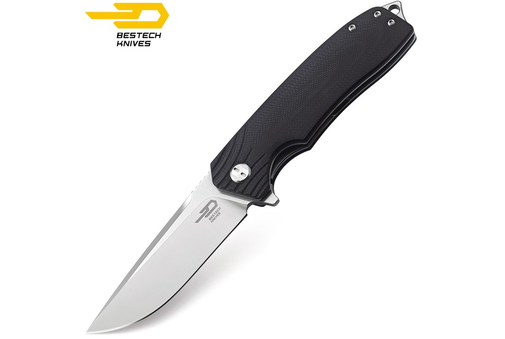 Bestech Pocket Knife Lion Black G10 D2