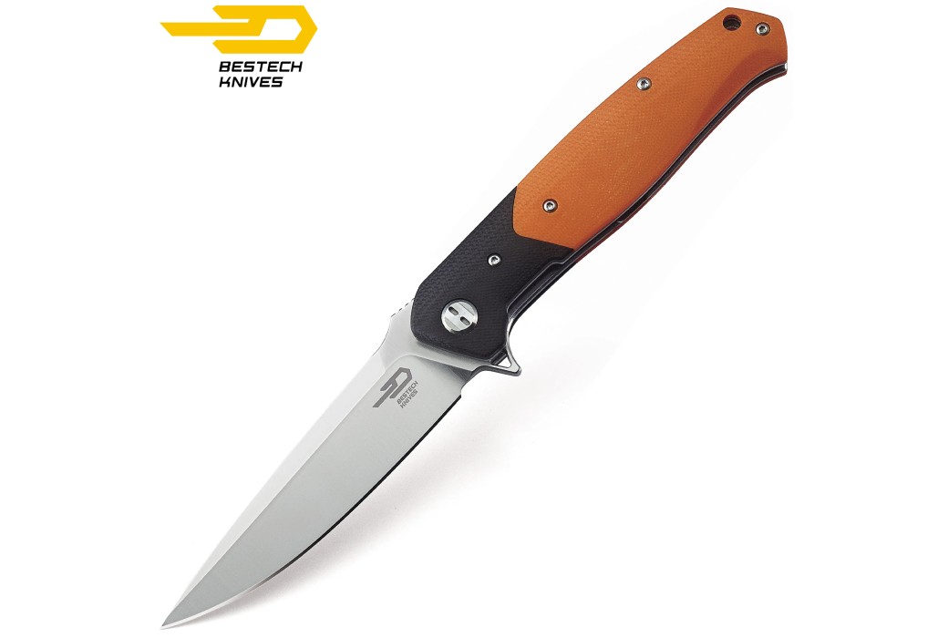 Bestech Pocket Knife Black Orange G10 D2
