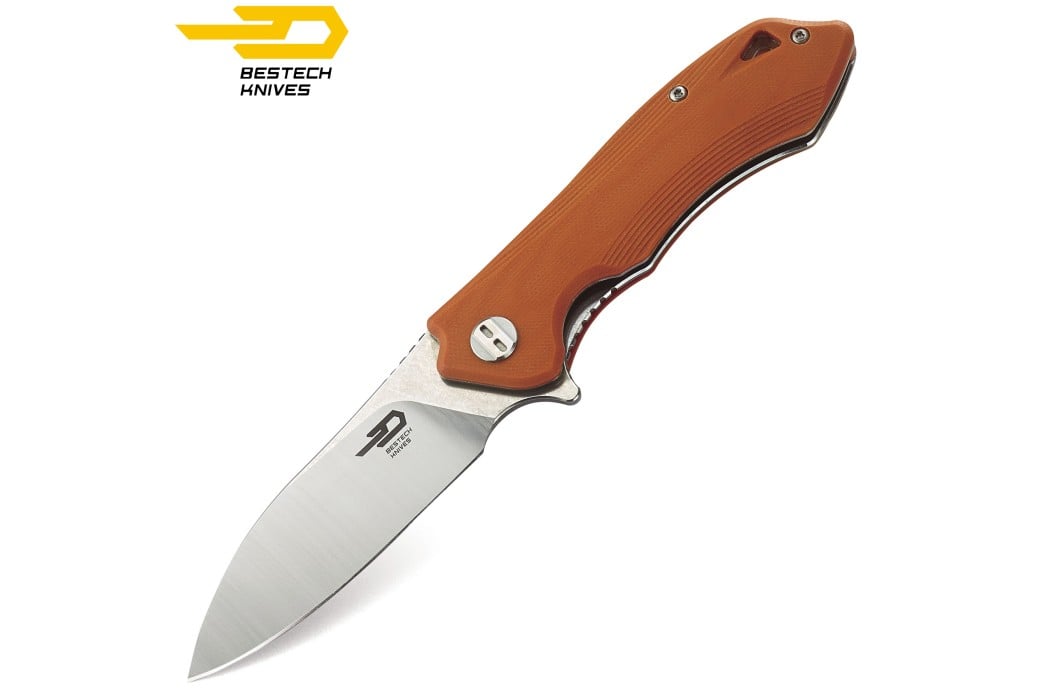 Bestech Couteau de Poche Beluga Orange G10 D2