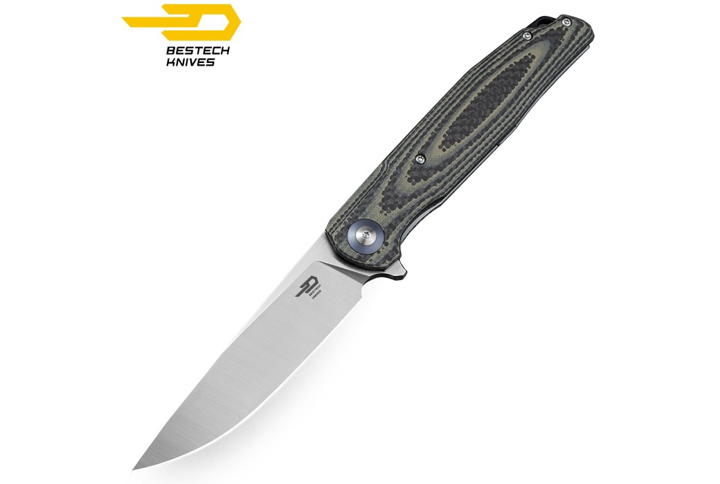 Bestech Pocket Knife Ascot Carbon Fibre beige G10 D2
