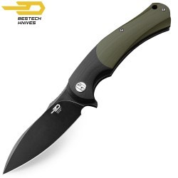 Bestech Pocket Knife Penguin Black Army Green G10 D2