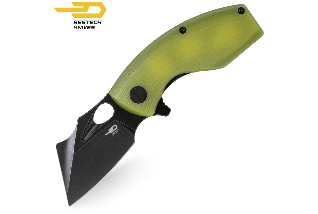 Bestech Couteau de Poche Lizard Vert Lime G10 D2