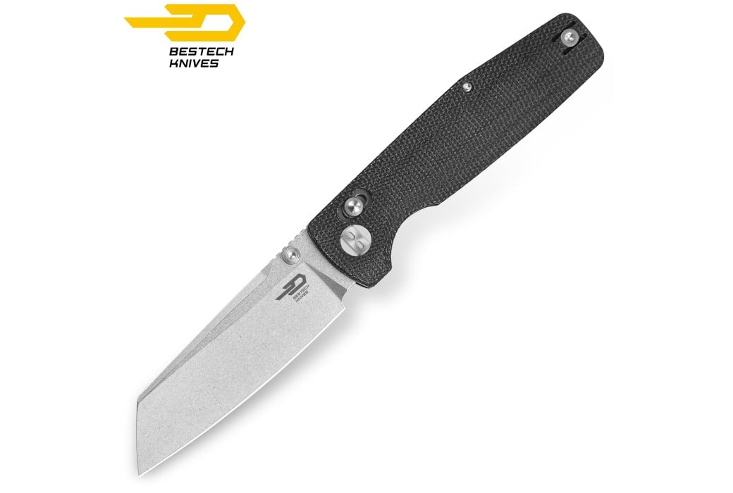 Bestech Pocket Knife Slasher Black Micarta D2