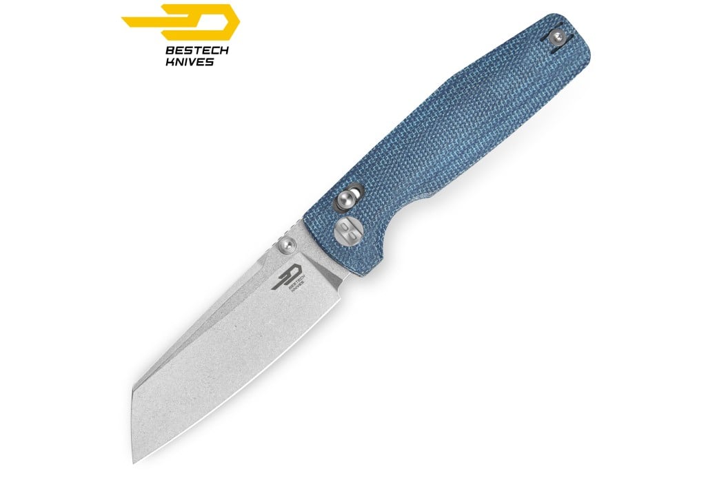 Bestech Pocket Knife Slasher Blue Micarta D2