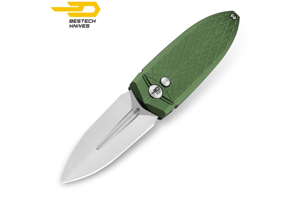 Bestech Pocket Knife Ququ Green Aluminium 14C28N
