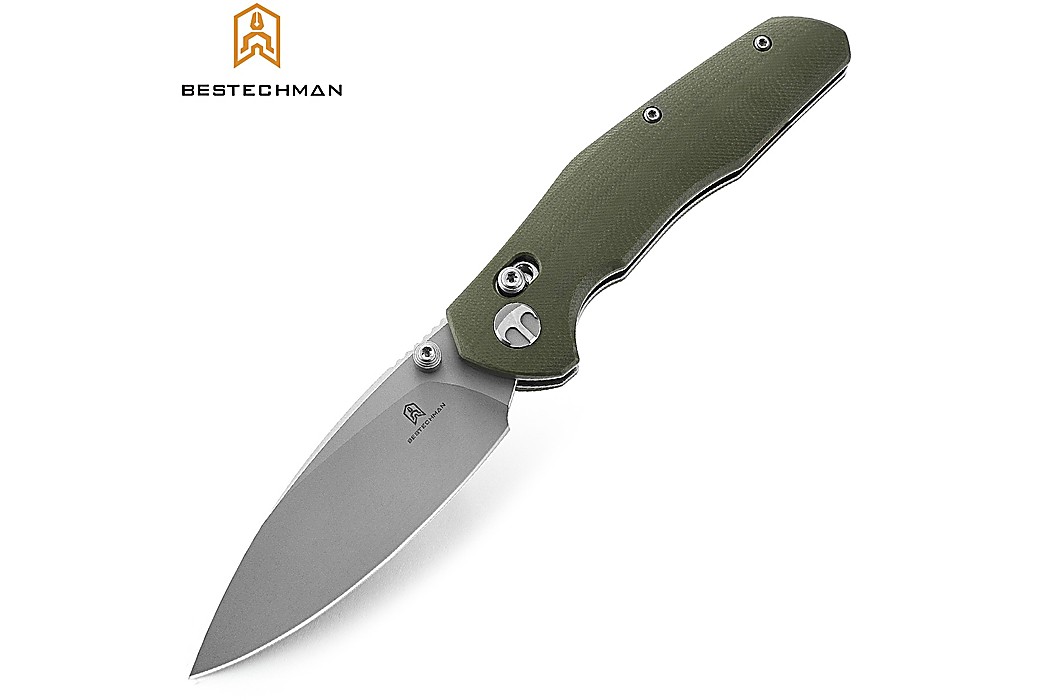 Bestechman Couteau de Poche Ronan Vert Stonewash OD G10 14C28N