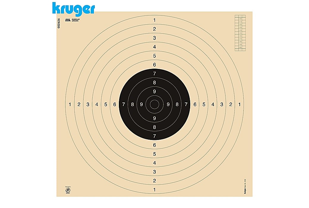 Alvo Pistola 25m | 50m e Carabina 100m Kruger 55x52cm 125pcs (Slanted e Numerados)