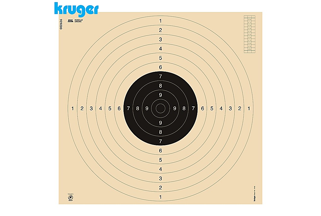 Cible Pistolet 25m | 50m et Carabine 100m Kruger 55x52cm 125pcs (Slanted et Numérotée)