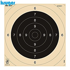 Cible Centre Pistolet 25m | 50m et Carabine 100m Kruger 25.5x26cm 250pcs (Numérotée)