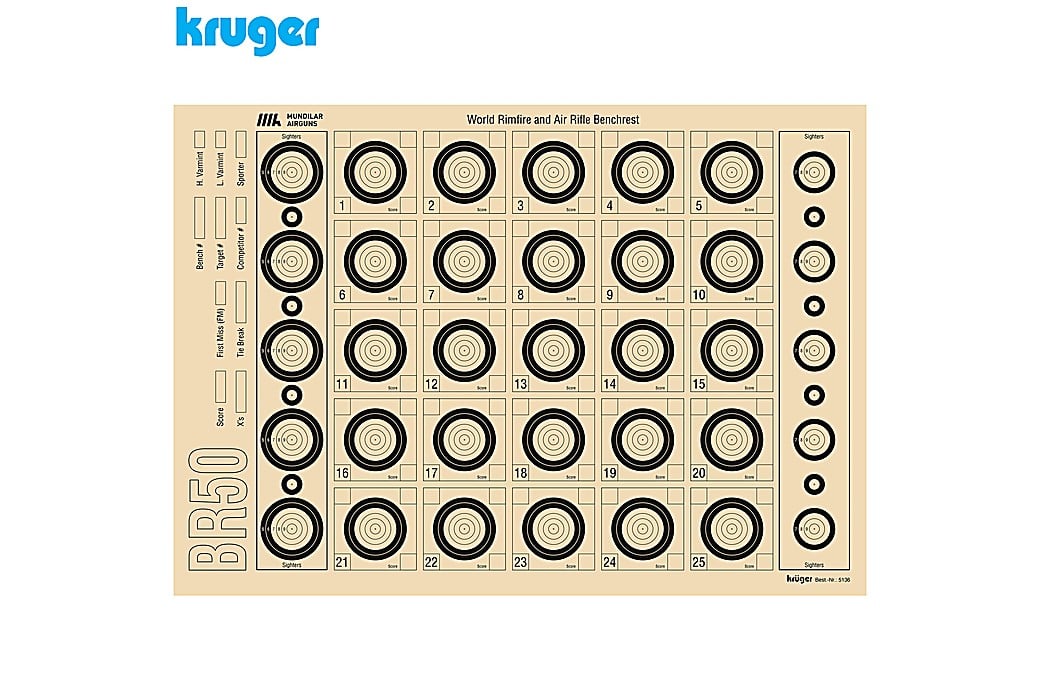 Alvo Benchrest 50m Kruger 42x29.7cm 100pcs