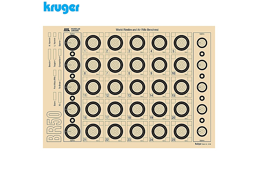 Cible Benchrest 50m Kruger 42x29.7cm 100pcs