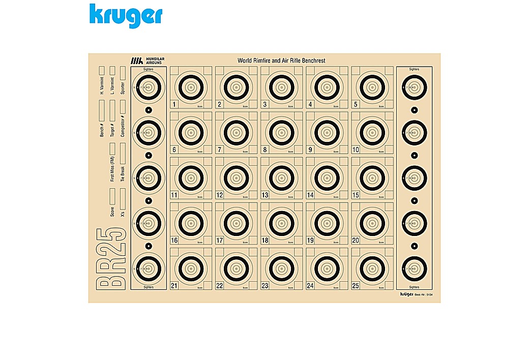 Alvo Benchrest 25m Kruger 42X29.7cm 100pcs