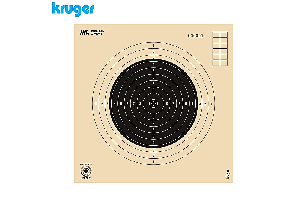 Cible Insert Smallbore Rifle (Carabine) Kruger 50m 20x20cm 250pcs (Numérotée)