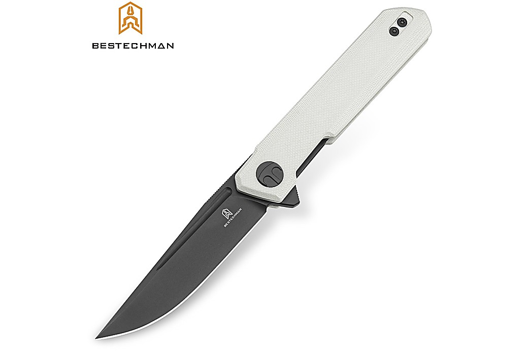 Bestechman Couteau de Poche Mini Dundee Blanc G10 D2 PVD