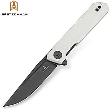 Bestechman Couteau de Poche Mini Dundee Blanc G10 D2 PVD