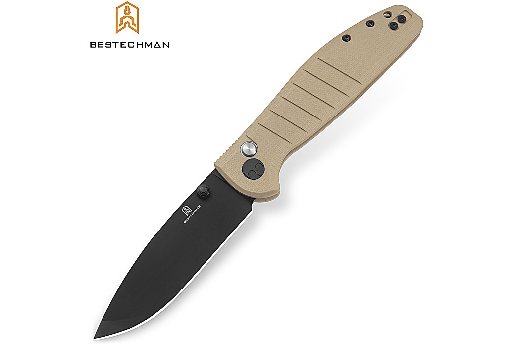 Bestechman Pocket Knife Goodboy Khaki G10 D2 PVD