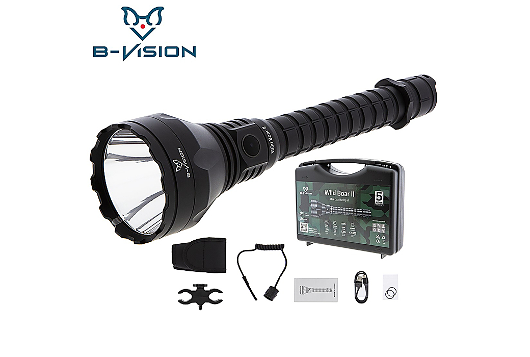 B-Vision Wild Boar II Tactical Flashlight Hunting Kit LED 1370 Lumens