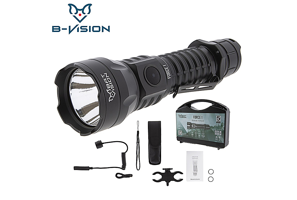 B-Vision Force 1 Tactical Flashlight Hunting Kit LED 1000 Lumens