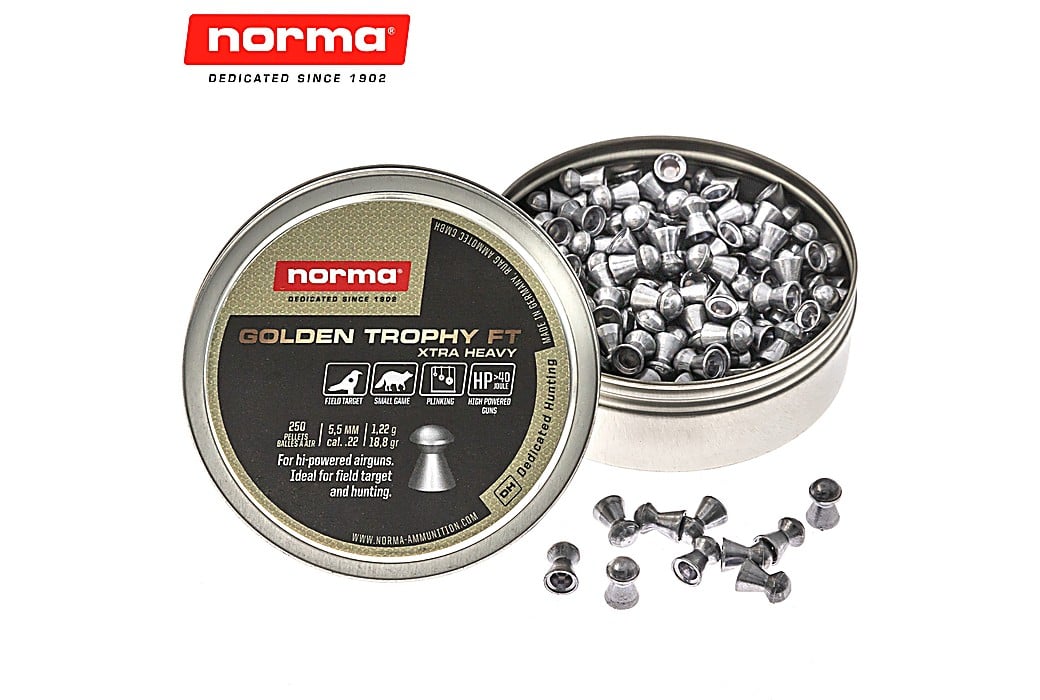 Air Gun Pellets Norma Golden Trophy FT Xtra Heavy 5.50mm (.22) 18.8gr 250pcs