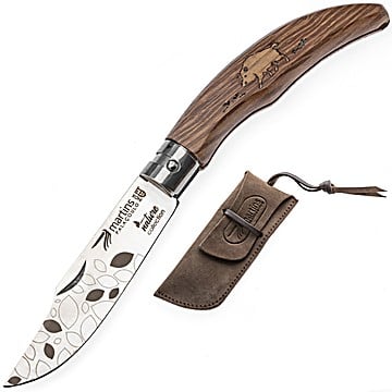 Martins Pocket Knife Ellegance Nature Boar 8cm (Leather Pouch)